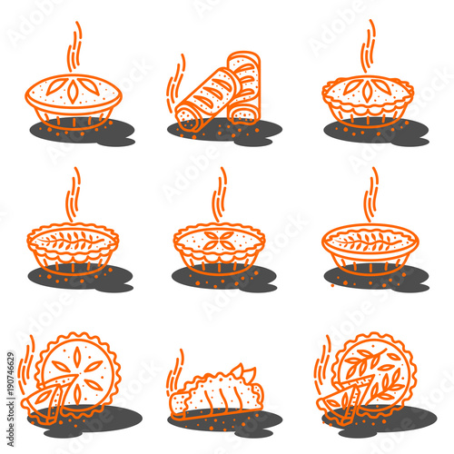 Meat pie, roll, quiche illustration