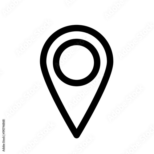 Map pointer or pin marker icon. Outline modern design element. Simple black flat vector icon with rounded corners.
