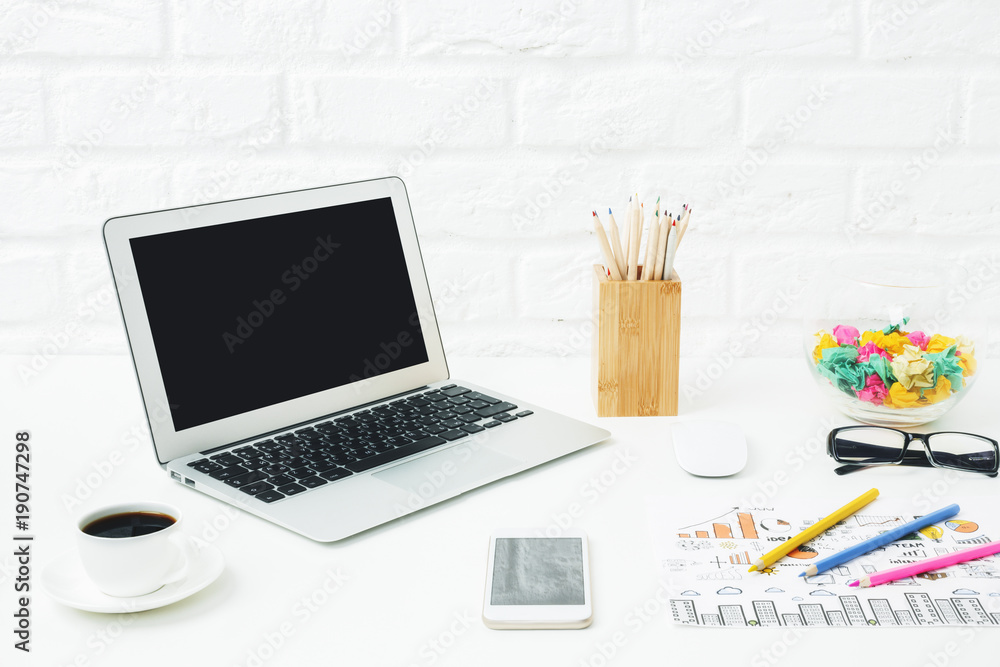 Fototapeta premium Creative workspace with devices