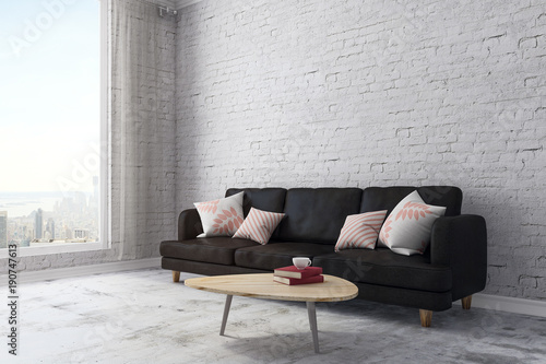 Fotografi Brick room with copyspace side