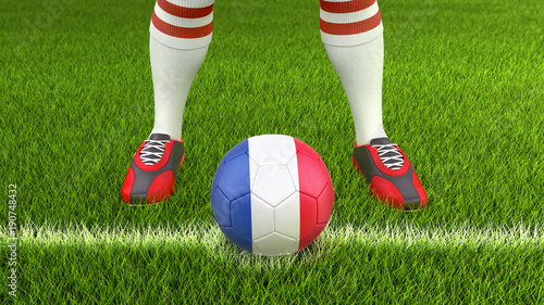 Man and soccer ball with French flag