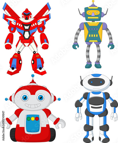 Cartoon cute robot collection set