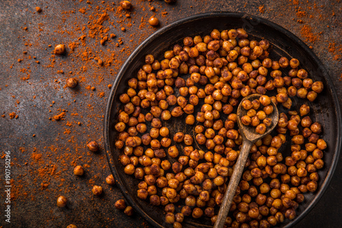roasted chickpeas with smoked paprika served with lime and rosemary.