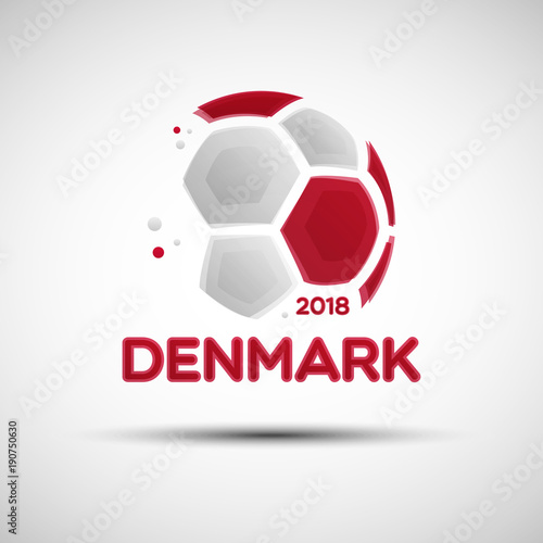 Abstract soccer ball with Danish national flag colors