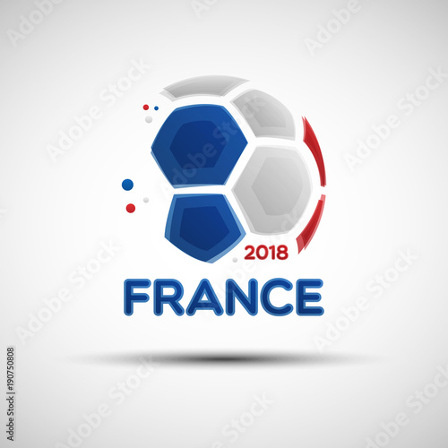 Abstract soccer ball with French national flag colors
