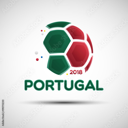 Abstract soccer ball with Portuguese national flag colors