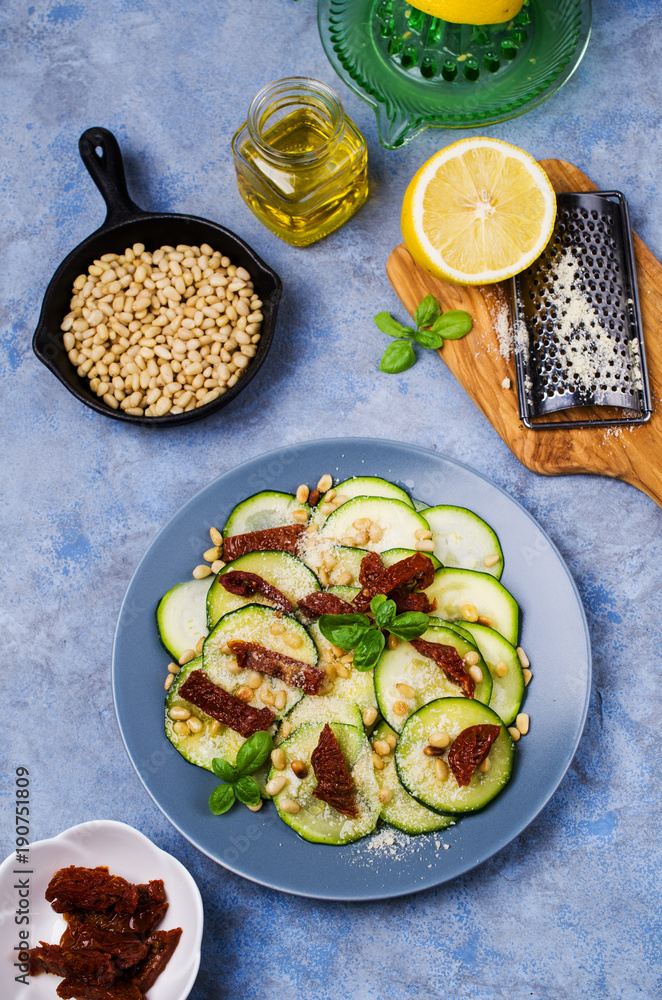 Slices raw zucchini Slices raw zucchini
