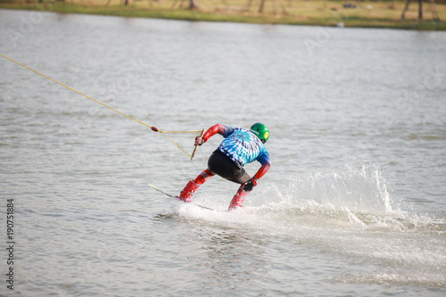 Surfing at the water sports arena. photo