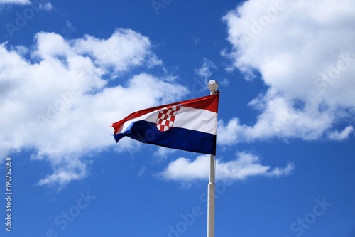 croatian flag in the wind against a blue sky