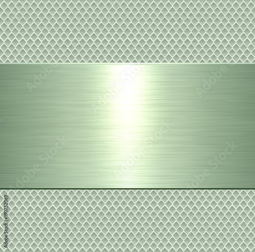 Metallic plate background greenMetallic background, green metal plate texture - vector polished metal
