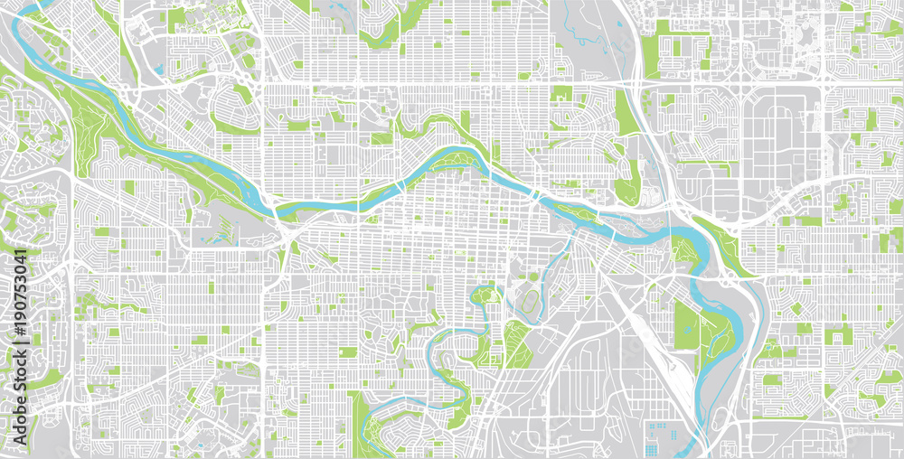 Fototapeta premium Mapa miasta miejskiego wektor Calgary, Kanada