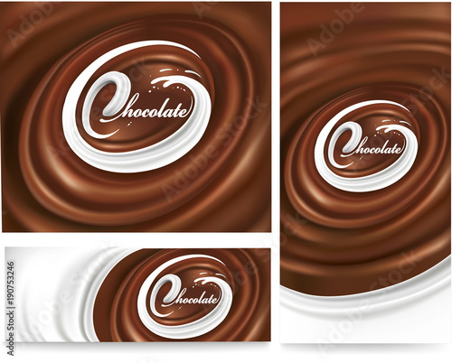 milk tongue splash on chocolate waves background
