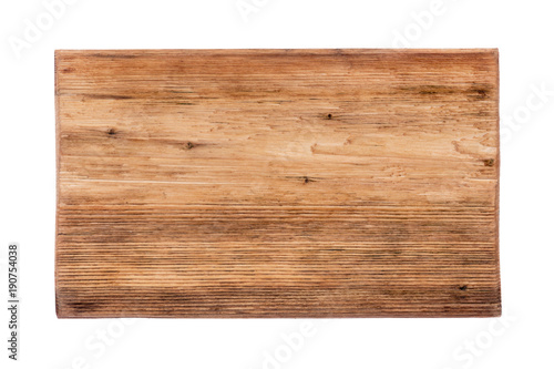 Rectangular piece of wood with a natural texture, pattern. Isolated