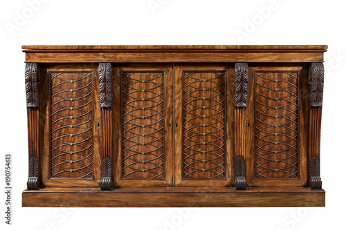 Old antique English  mahogany chiffonier side cabinet dresser base. photo