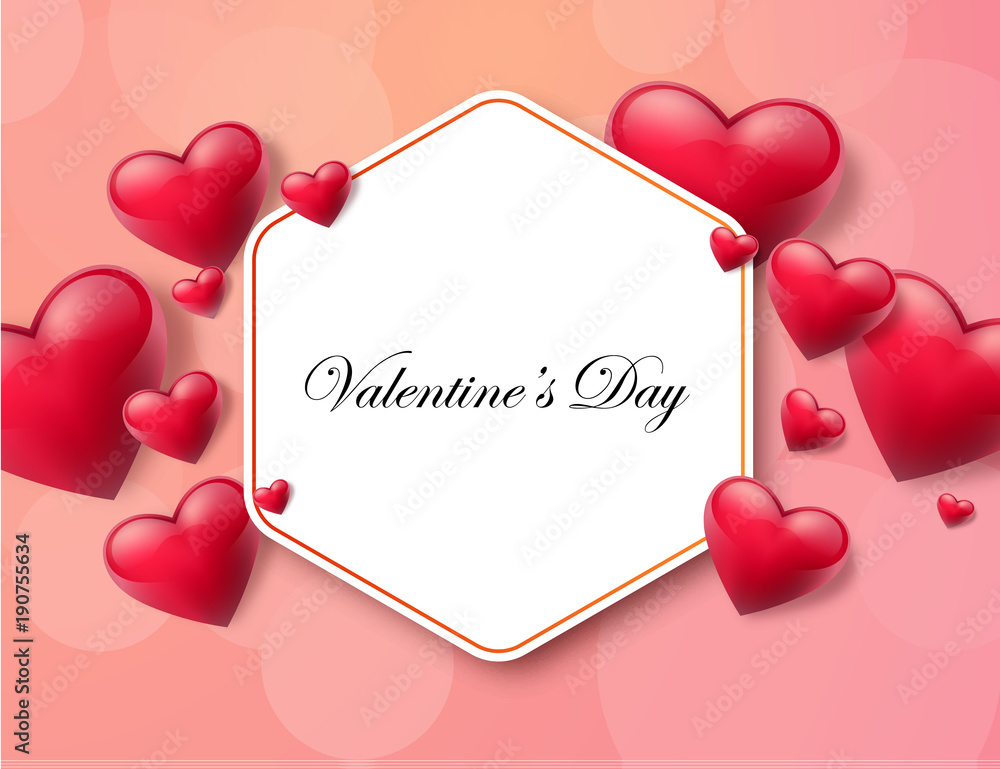 2018 Valentine's day abstract background TextBox with beautifull hearts. Vector illustration