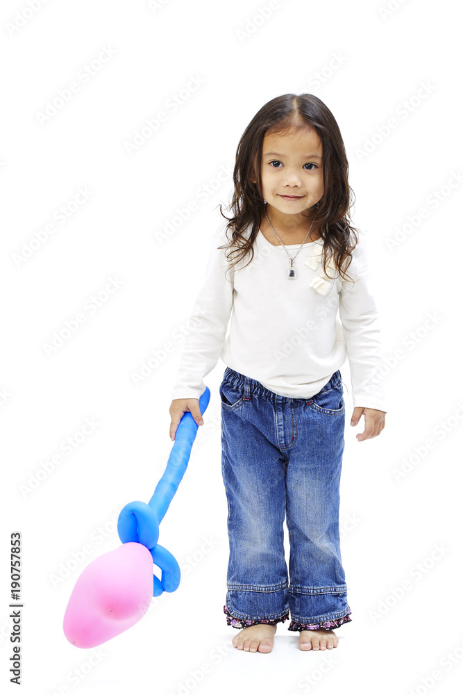 little asian girl with pink balloon little asian girl with pink balloon