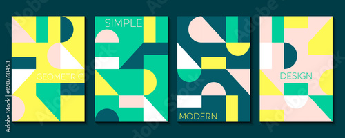 Set of 4 simple geometric modern template designs. Vector illustration.