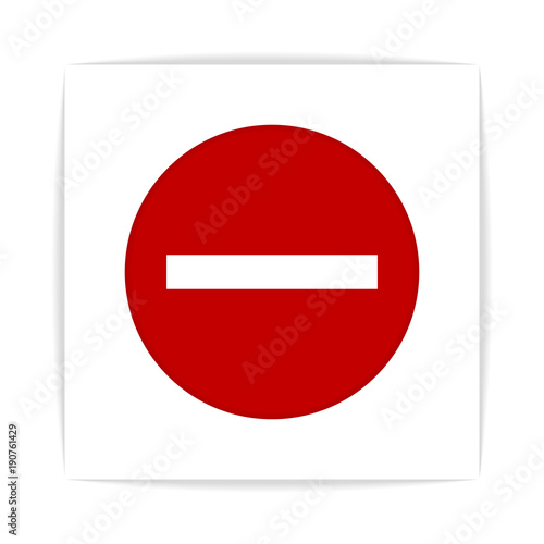 Flat round minus sign red icon, button