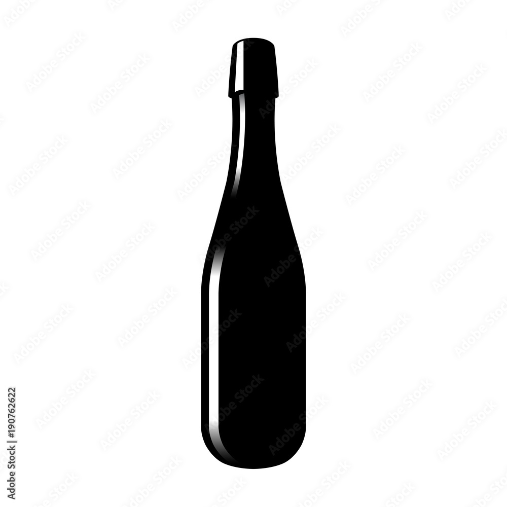 Silhouette of a glass bottle of sparkling wine Silhouette of a glass bottle of sparkling wine