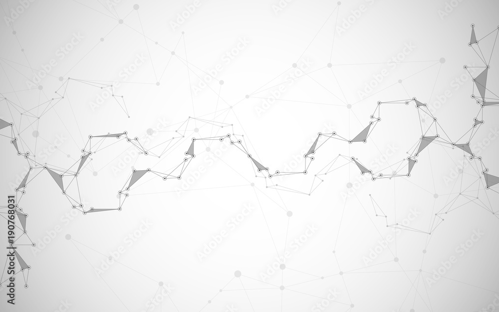 Illustration, global creative social network. Abstract polygonal background with lines and dots.