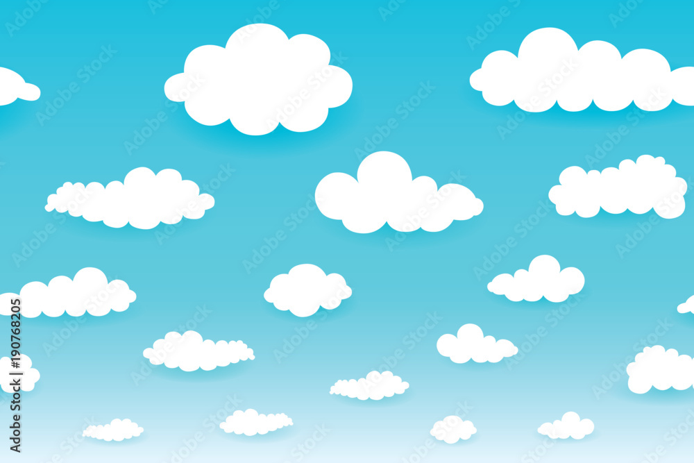 Sky with clouds  on a sunny day. Vector illustration