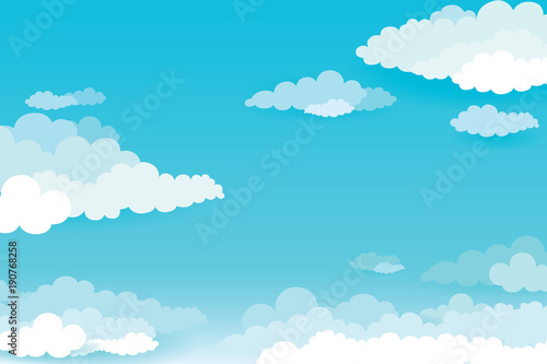 Sky with clouds  on a sunny day. Vector illustration