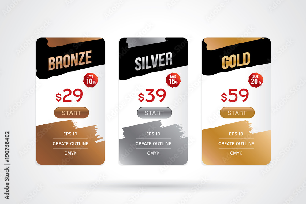 Vector of pricing table design template for website and application ...
