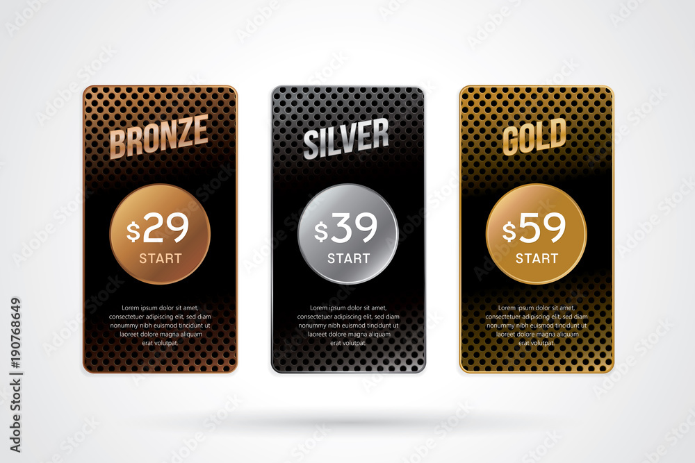 Vector of pricing table design template for website and application. Vector of pricing table design template for website and application.