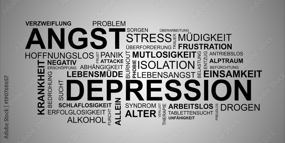 Wortwolke zu Angst und Depression Wortwolke zu Angst und Depression