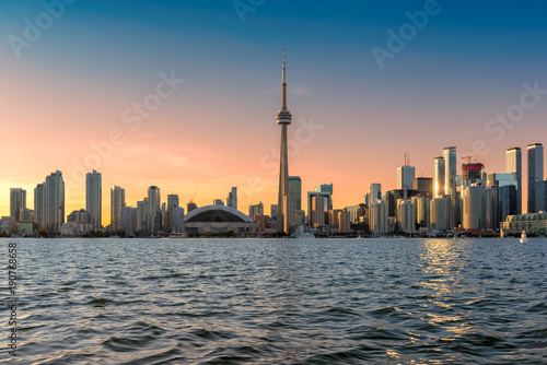 Toronto skyline at sunset - Toronto, Ontario, Canada. 