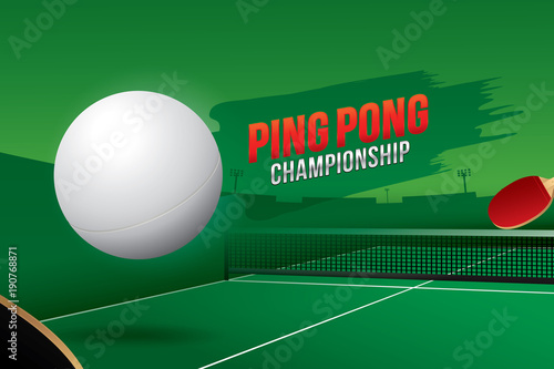 Ping pong  championship design with green table.