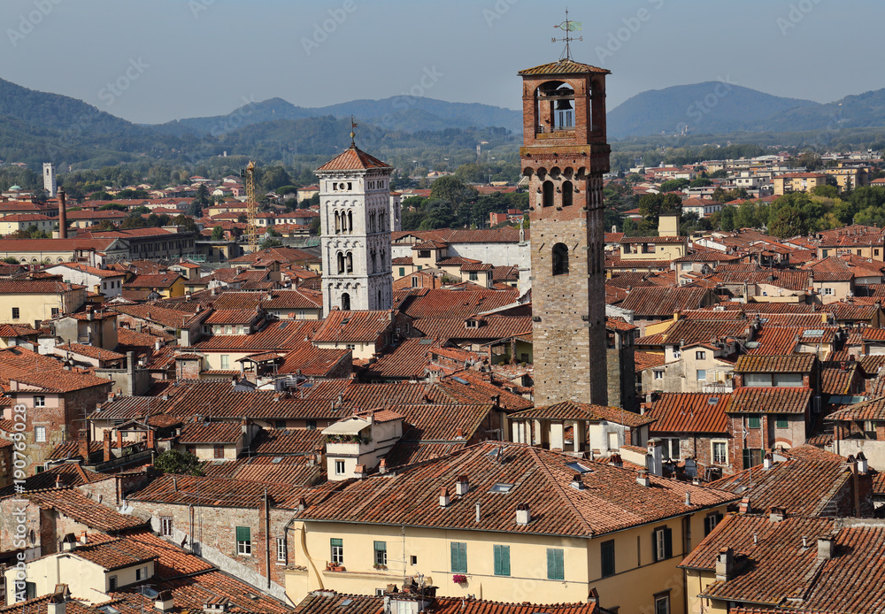 View of city of Lucca, Italy