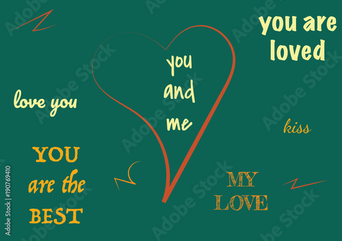 Typographic design text set for valentine day. Modern elements for business, banner or decoration. 