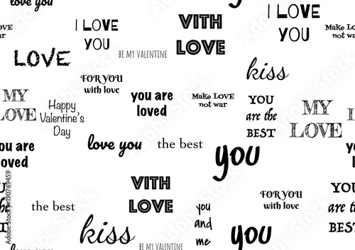 Typographic design text set for valentine day. Modern elements for business, banner or decoration. 