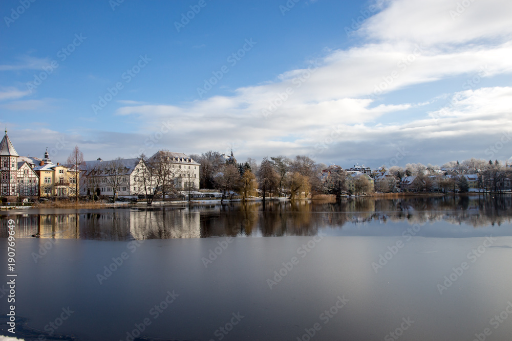 Bad Salzungen Burgsee und Fachwerkhäuser, Thüringen