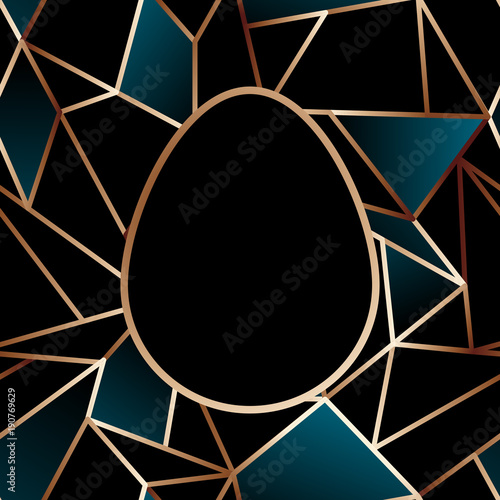 Easter egg frame of golden wire glowing background