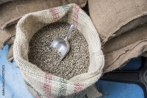 Sacks of coffee beans photo