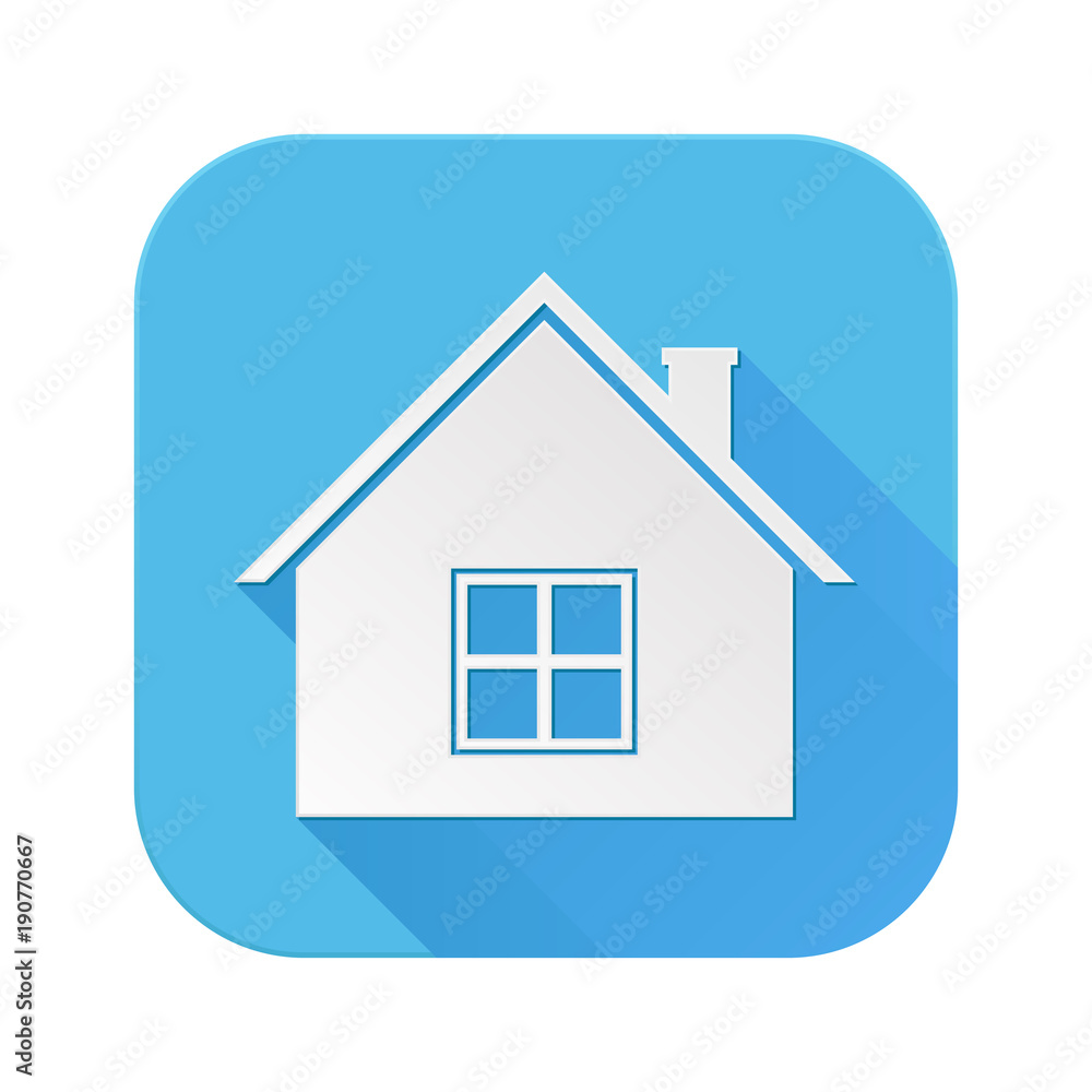 Home icon. Square blue sign Home icon. Square blue sign