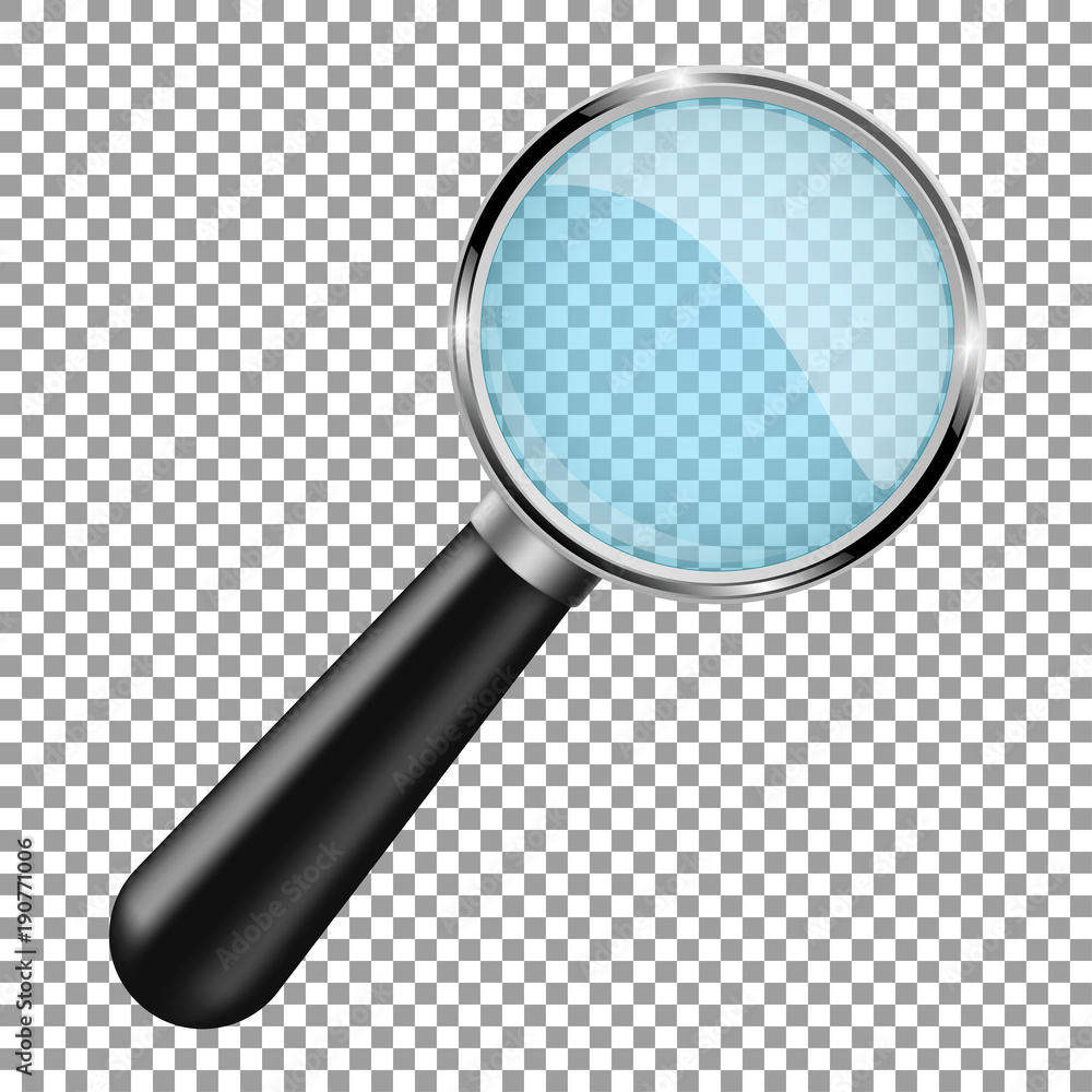 Transparent magnifying glass with black massive handle Transparent magnifying glass with black massive handle