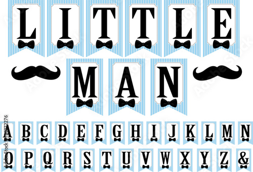 Set Of Decorative Flags Little Man Banner Vector Alphabet Letters For Decoration Party Baby Shower Boy Birthday Father S Day Stag Party Classic Vintage Wedding Printable Template Stock Vector Adobe Stock
