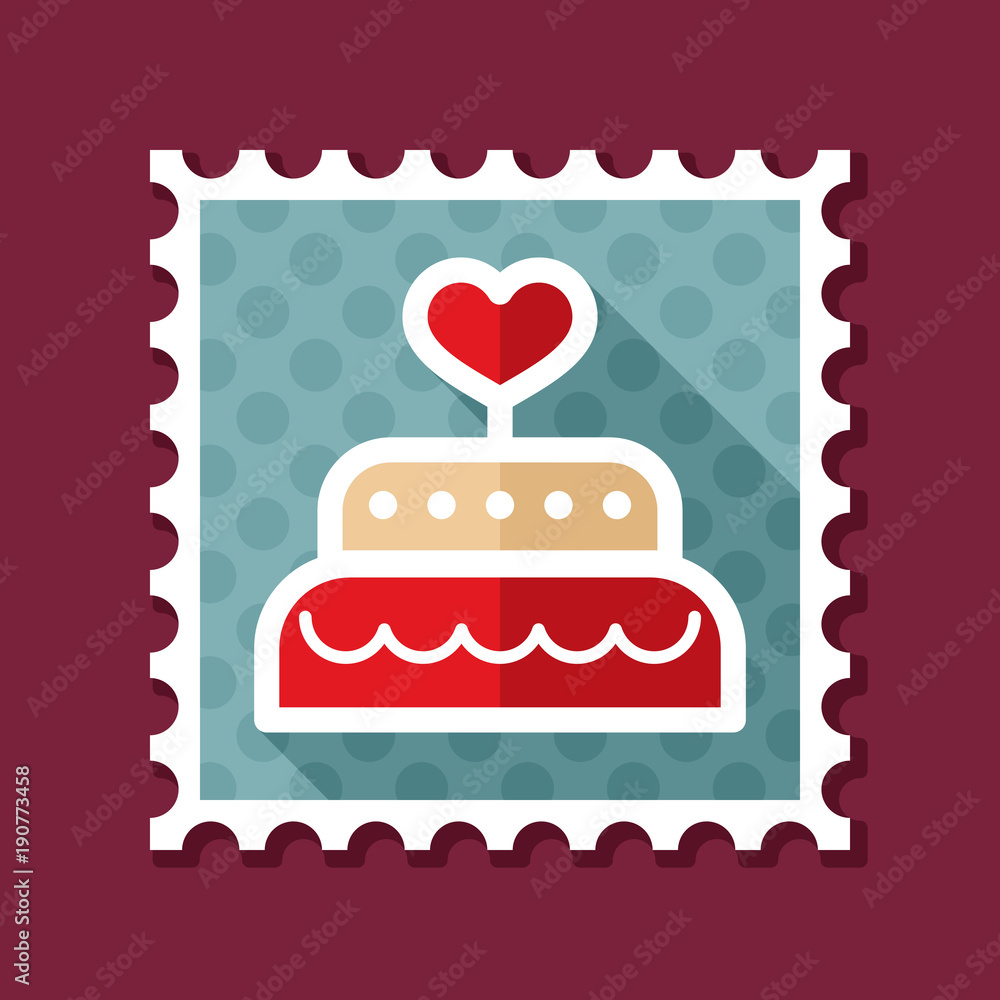 Wedding cake dessert with heart vector stamp Wedding cake dessert with heart vector stamp