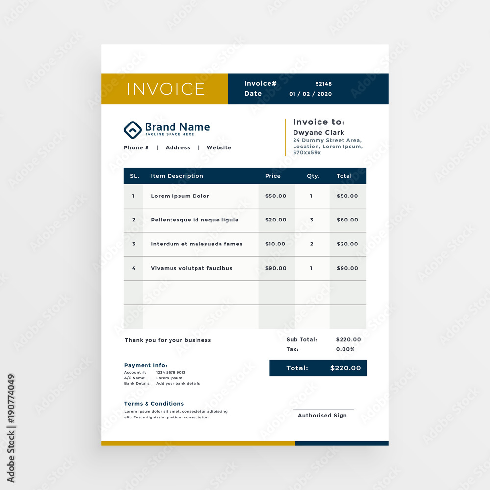 vector clean invoice template design vector clean invoice template design