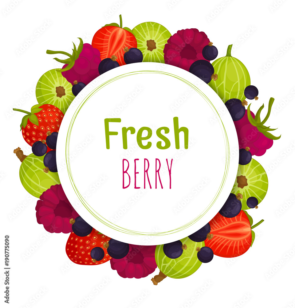Frame of berries. Vector. A round border made of berries with space for text. Frame of berries. Vector. A round border made of berries with space for text.