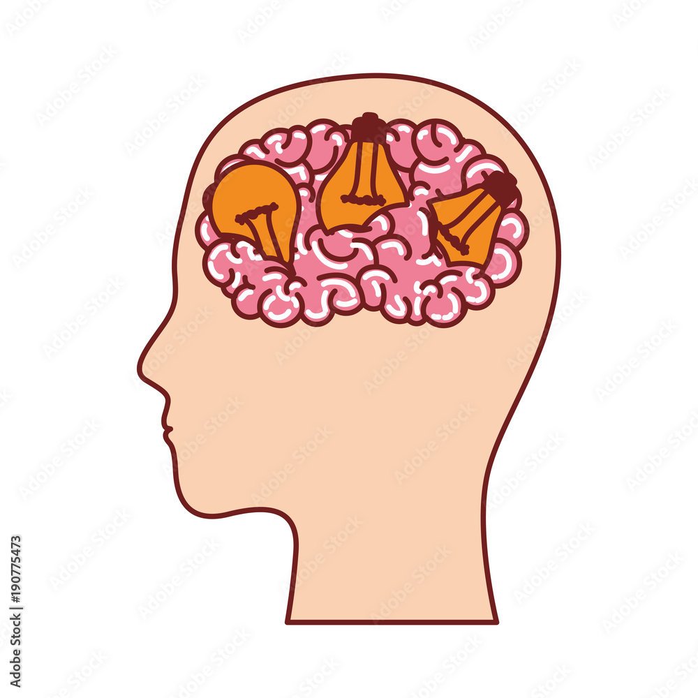 Obraz premium human head face brain science mind intelligence vector illustration