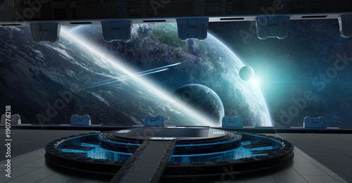 Fototapeta Naklejka Na Ścianę i Meble -  Landing strip spaceship interior 3D rendering elements of this image furnished by NASA