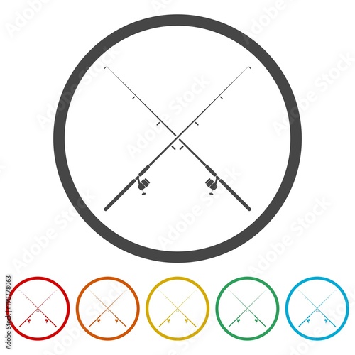 Fishing rod icon, 6 Colors Included