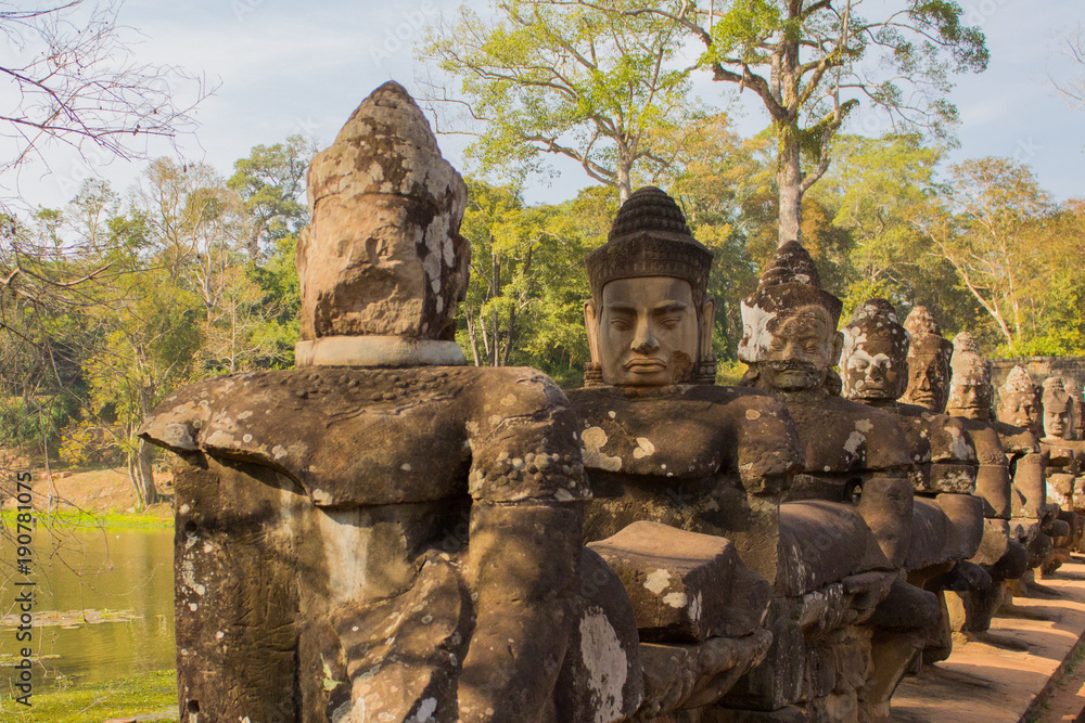 Gate Guardians ,stone sculptures in Angkor Wat, Cambodia