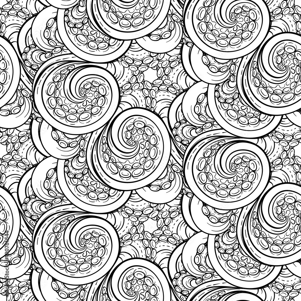 Black and white tentacles vector seamless pattern Black and white tentacles vector seamless pattern