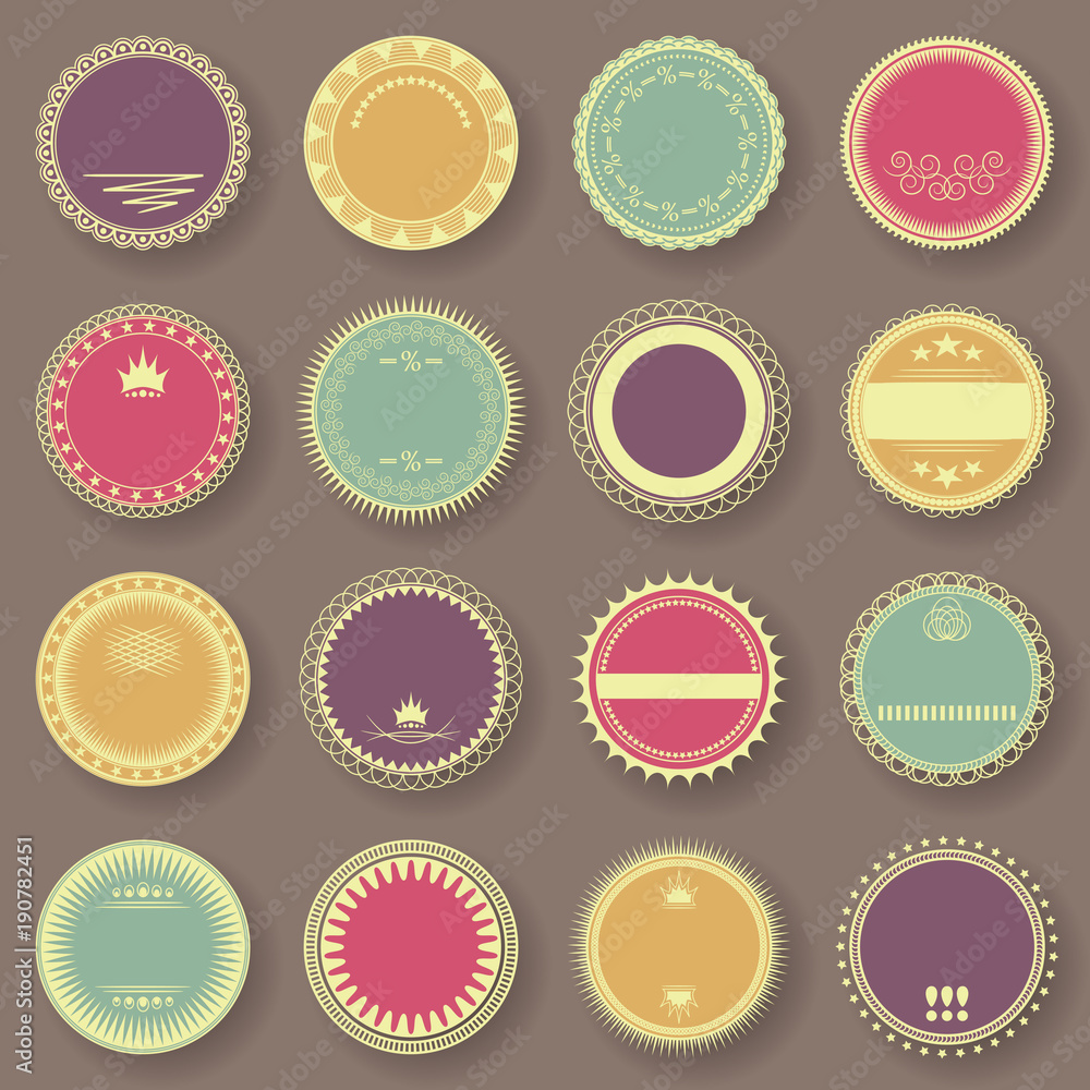 Grunge stamp collection. Set of templates of labels. Bright colors Grunge stamp collection. Set of templates of labels. Bright colors
