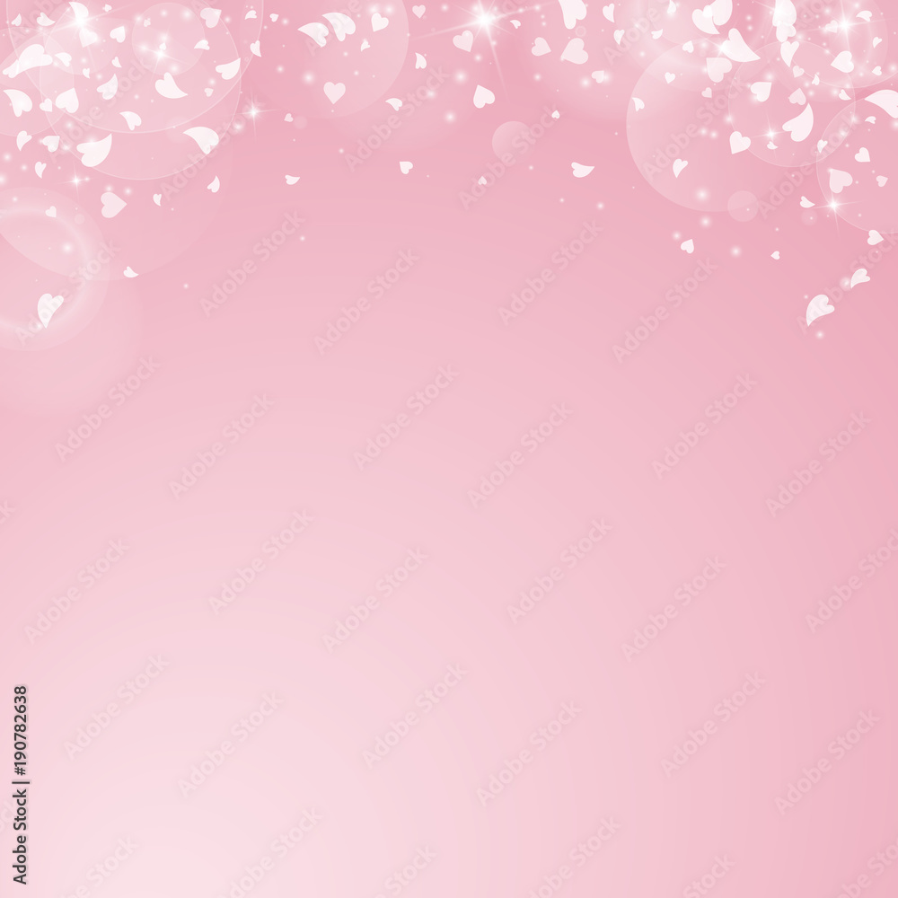 Falling hearts valentine background. Abstract top border on pink background. Falling hearts valentines day optimal design. Vector illustration. Falling hearts valentine background. Abstract top border on pink background. Falling hearts valentines day optimal design. Vector illustration.